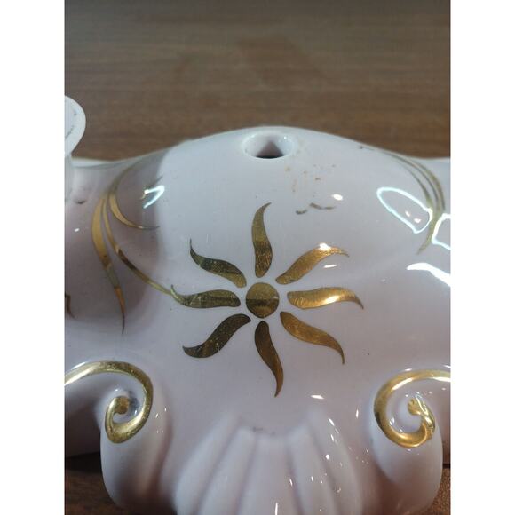 VINTAGE PORCELIER LIGHT fixture PINK SUNBURST GOLD GUILD 2 Bulb - Picture 2 of 10